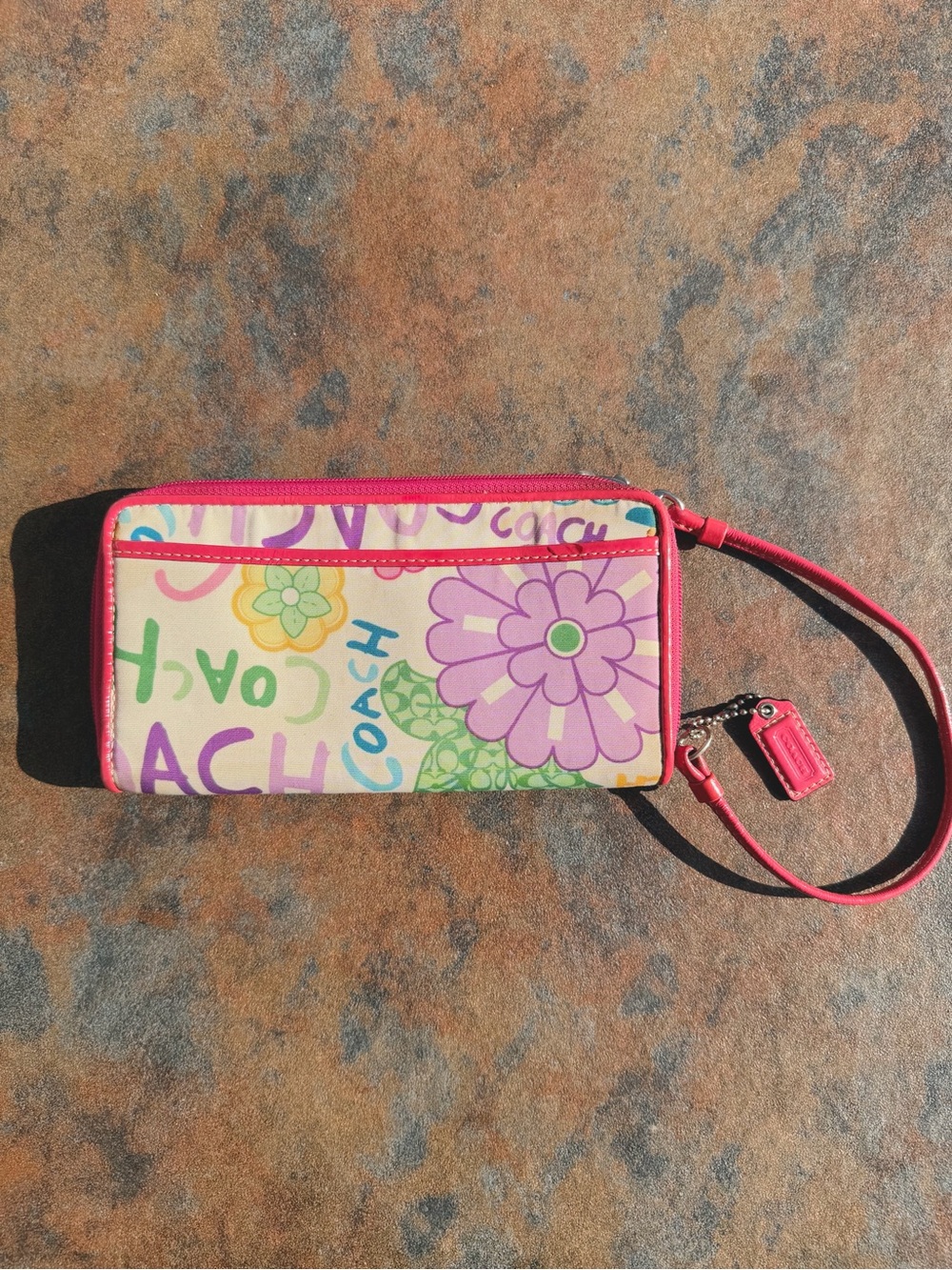 Vintage Y2K Coach Poppy Floral Multi Color Wallet / Wristlet With Hangtag